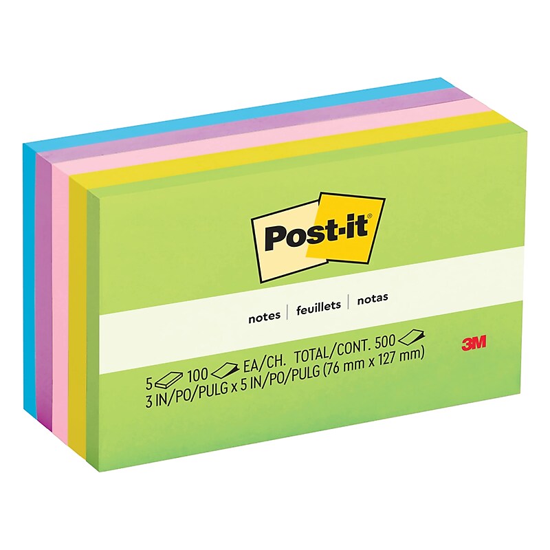Post-it Notes, 3" x 5", Floral Fantasy Collection, 100 Sheet/Pad, 5 Pads/Pack (6555UC) image 1