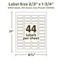 Avery EcoFriendly Laser/Inkjet Rectangle Multipurpose Labels, 2/3" x 1-3/4", White, 4400/Box (94209)~#|#~B651F3C6-26F4-4632-BAC1426F9E96F51C_sc7