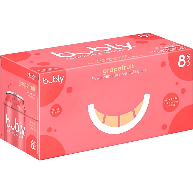 Bubly Grapefruit Flavor Sparkling Water, 12 fl. oz., 8 Cans/Pack, 3 Packs/Carton (17147) image 1