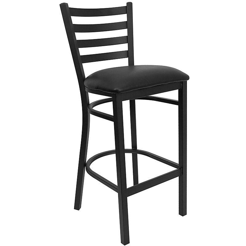 Flash Furniture Metal Back Vinyl Restaurant Barstool, Black (XUDG697BBARBKV) image 1