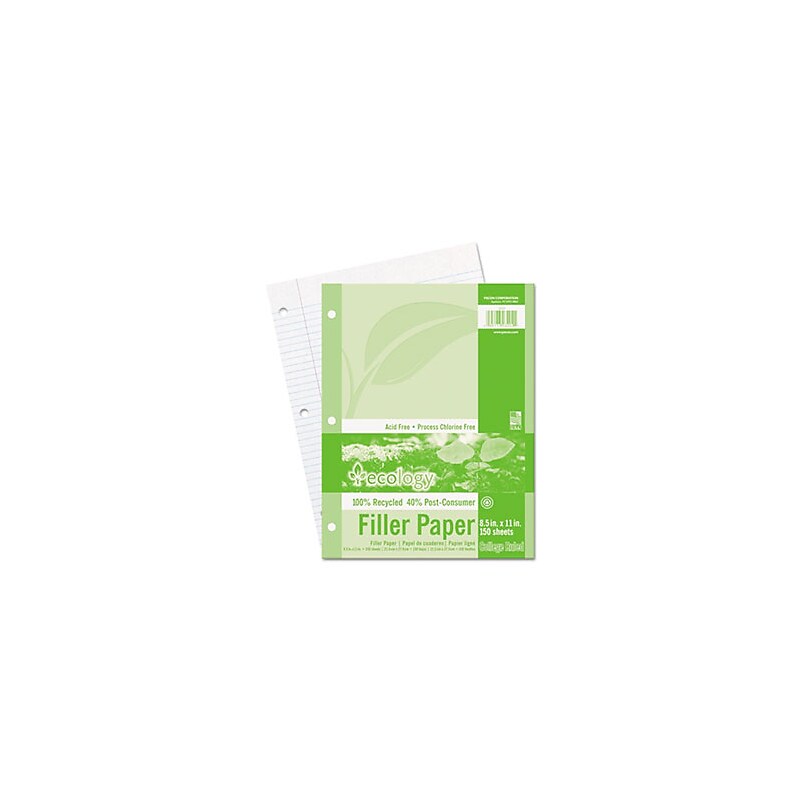 Pacon Ecology College Ruled Filler Paper, 8.5" x 11", 3-Hole Punched, 150 Sheets/Pack (P3202) image 1