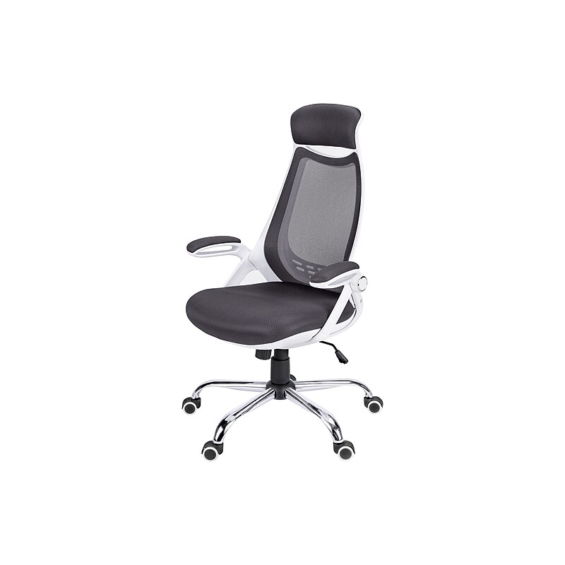 Monarch Specialties Inc. Ergonomic Mesh Fabric Swivel Computer and Desk Chair, White/Grey (I 7269) image 1
