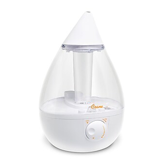 Crane Ultrasonic Cool Mist Tabletop Humidifier, 1-Gallon, For Rooms 500 sq. ft., Clear/White (EE-5301CW)