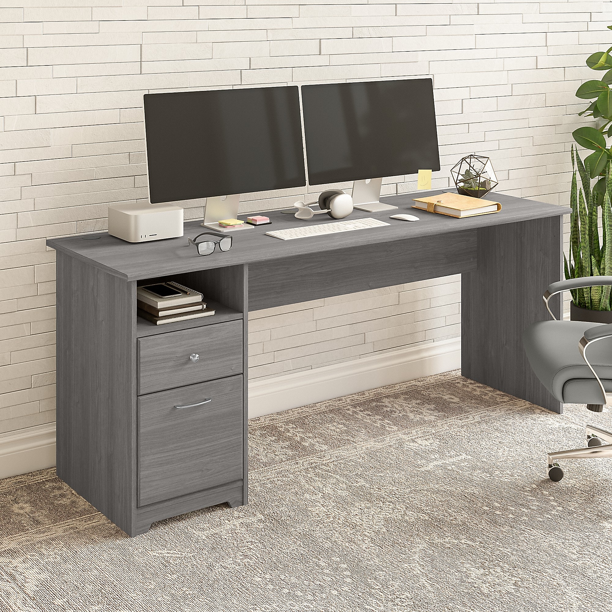 Bush Furniture Cabot 72″W Computer Desk with Drawers, Modern Gray (WC31372) Sansujyuku sansujyuku.com