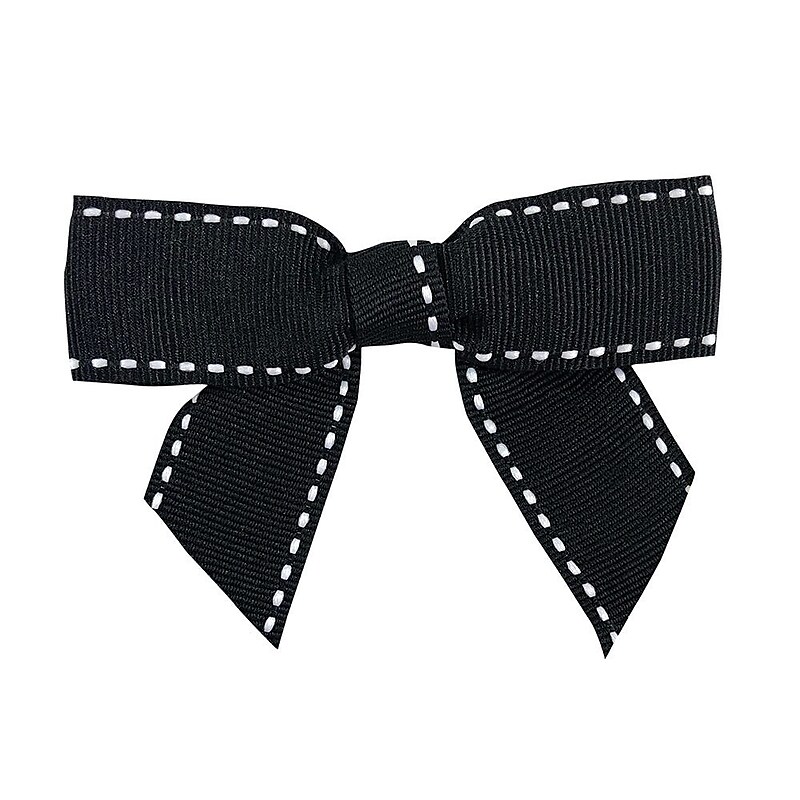 JAM Paper Ribbon Bows, Black/White Stitch, 100/Pack (52640349328) image 1