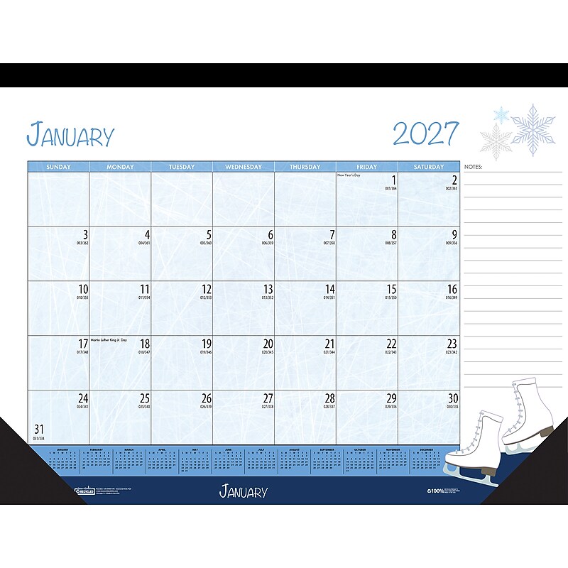 2027 House of Doolittle Seasonal Holiday 22" x 17" Monthly Desk Pad Calendar (139-27) image 1