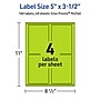 Avery Laser/Inkjet Multipurpose Rectangle Labels, 5" x 3.5", Bright Green, 160/Pack (94256)~#|#~B6794C44-F408-47B5-A92275766382BB75_sc7