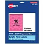 Avery Laser/Inkjet Cigar Multipurpose Labels, 1.5" x 3.5", Bright Pink, 200/Pack (94122)~#|#~B67D8895-C33B-4FD1-8DA306F20437A7E5_sc7