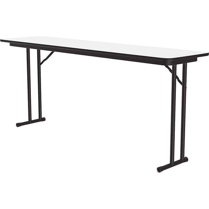 Correll 72"W x 18"D Foldable Training Room Table, Dry-Erase Markerboard, Frosty White/Black (ST1872DE-80) image 1