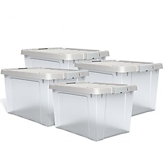 Mount-It! 63.4 Qt. Storage Bin with Snap Lid, Plastic, Black