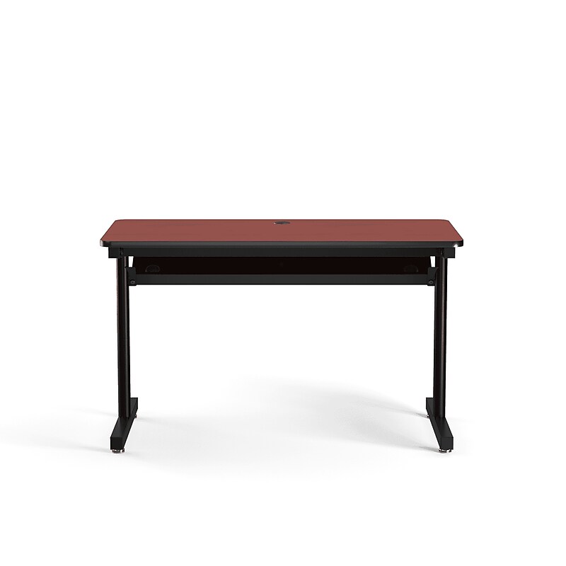 VersaDesk 48"W Basic Computer Table, Cherry/Black (BCT4824-BC) image 1