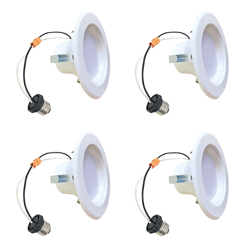 Bulbrite 9 Watt Adjustable 4" Integrated LED Recessed Downlight with E26 Quick Connect, 4000K Cool White, 650 Lumens, 4/Pack image 1