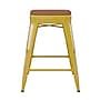 Flash Furniture Kai Indoor-Outdoor Backless Counter Height Stool, Yellow with Teak Seat (CH3132024YLPL2T)~#|#~B68C0BAE-168E-4BF8-A75D557A55123236_sc7