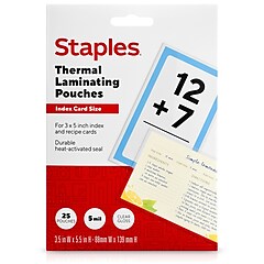 Staples Thermal Laminating Pouches Index Card 5 Mil 25 Pack 5200802 5200805 Staples