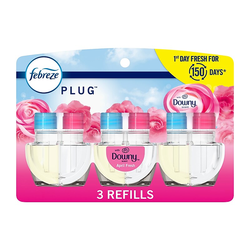 Febreze Fade Defy Plug Air Freshener Warmer Refill, Downy April Fresh Scent, 0.87 fl. oz., 3/Pack (52369) image 1