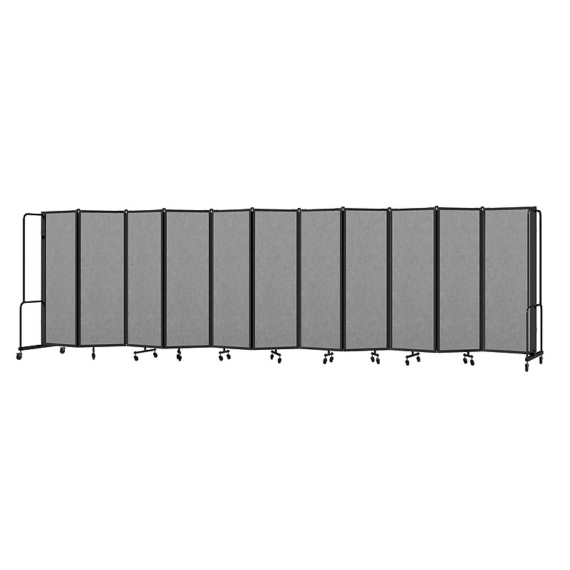 National Public Seating Robo Series 11-Panel Folding Mobile Room Divider, 72"H x 256"W, Grey Fabric (RDB6-11PT02) image 1