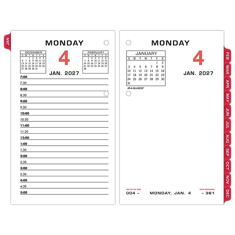 2027 AT-A-GLANCE 6" x 3.5" Daily Desk Calendar Refill Pages, White/Black (E017-50-27) image 1