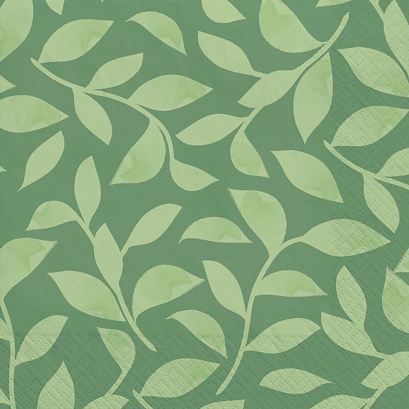 Party City Leaf Motif Lunch Napkin, 2-Ply, Jade, 40 Napkins/Pack (AM610009) image 1