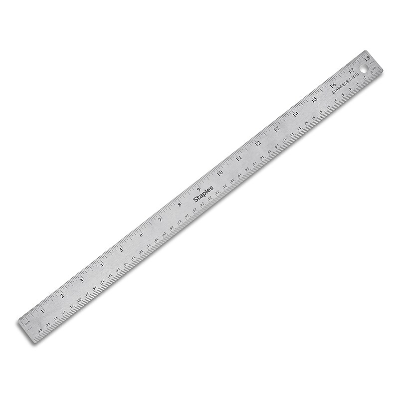 Staples 18" Stainless Steel Ruler with Non Slip Cork Base (51899) image 1