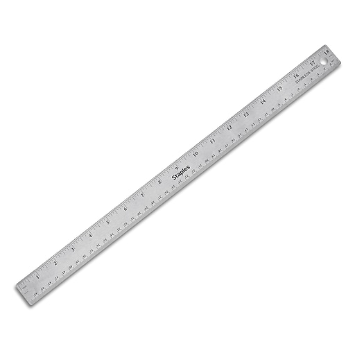 Staples 18 Stainless Steel Ruler with Non Slip Cork Base (51899)