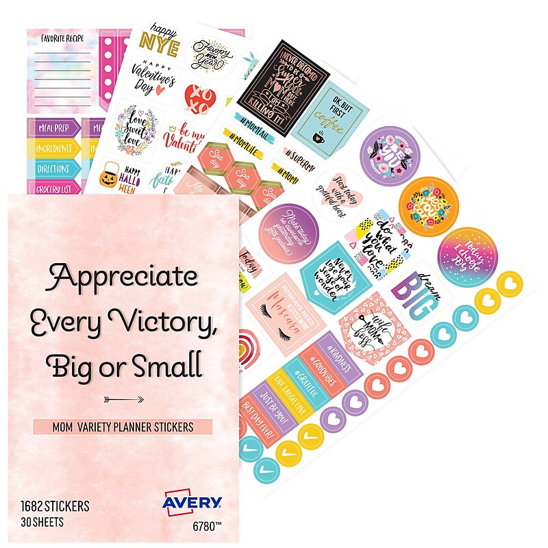 Avery Planner Stickers Variety Pack, 1,682 Stickers, Calendar Stickers, Decorate Planners and Journals (6780) image 1