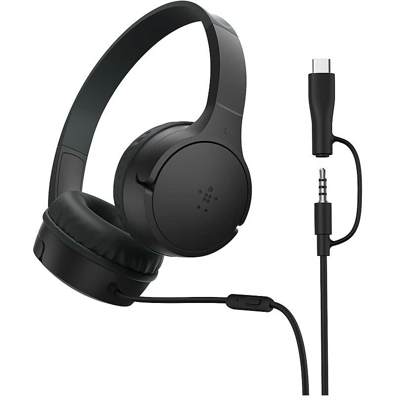 Belkin SoundForm Wired Noise Canceling Headphones, Black (AUD010FQBK) image 1