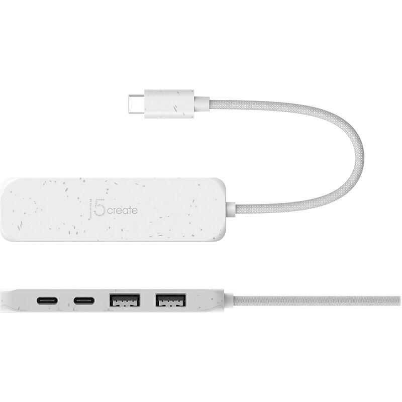 j5create Eco-Friendly 4-Port USB-C Hub, Pure White (JCH342EW) image 1