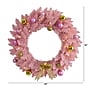 Nearly Natural 24-in Pink Artificial Christmas Wreath with 35 LED Lights and Ornaments (W1119)~#|#~B6AF9833-AFA4-4C1B-9D2F3D3ABB7D91F4_sc7