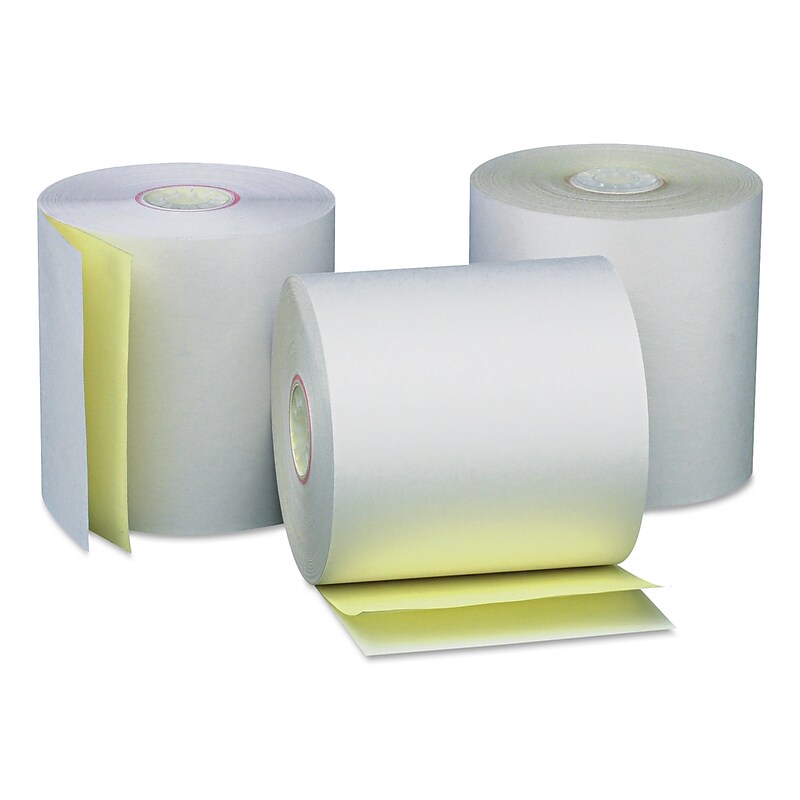 Carbonless Paper Rolls, White/canary, 3" x 90 Ft, 50/Ct image 1