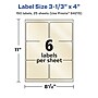 Avery Pearlized Ivory Rectangle Multipurpose Labels, 3-1/3" x 4", Ivory, 150/Pack (94215)~#|#~B6B0E841-8D19-4CD0-B6C64E4DA17E65ED_sc7