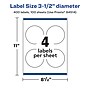 Avery Laser/Inkjet Circle  Waterproof Multipurpose Labels, 3.5"  Dia, White, 400/Box (94514)~#|#~B6B63325-47E8-4E5B-B939D5B2722DA219_sc7
