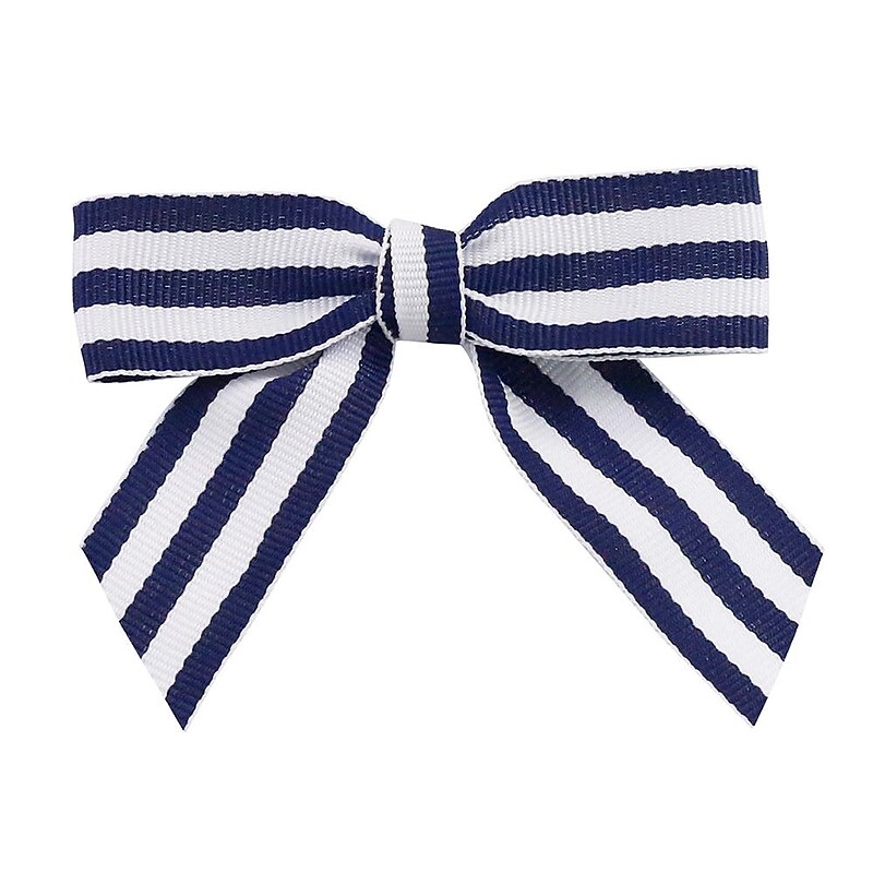 JAM Paper Grosgrain Bows, Navy and White Stripe, 100/Pack (52640349309) image 1