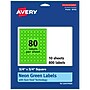 Avery Laser/Inkjet Multipurpose Square Labels, 0.75" x 0.75", Neon Green, 800/Pack (94102)~#|#~B6C9FCAE-77EC-46A7-A6A374A6D6D5B7E7_sc7