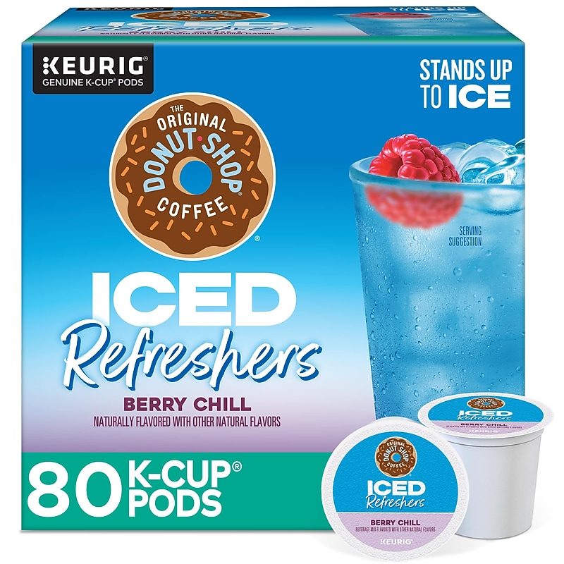 The Original Donut Shop Berry Chill Iced Refreshers, Keurig K-Cup Pods, 80 Pods/Carton (500038476296) image 1
