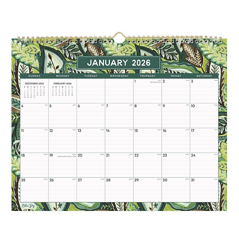 2026 Blue Sky Blue Sky 15" x 12" Monthly Wall Calendar, Dabari (158074) image 1