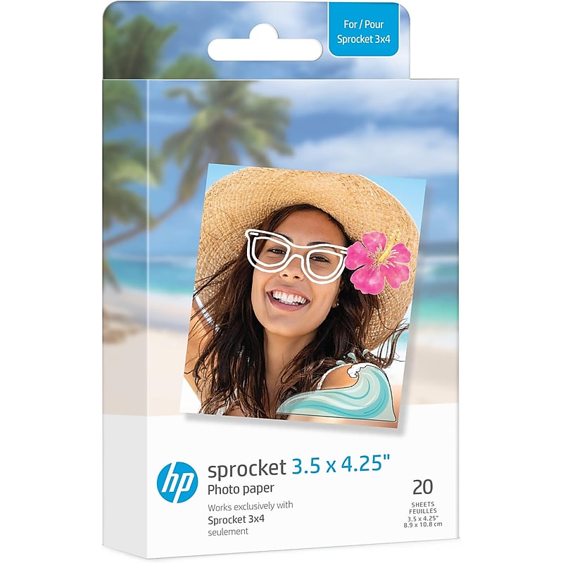 HP Sprocket 3.5 x 4.25" Zink Sticky-Backed Photo Paper, 20 Sheets/Pack (HPIZ3X420) image 1