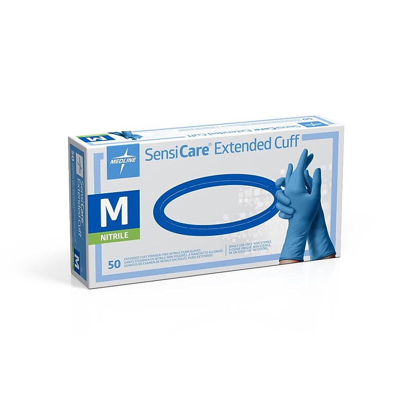SensiCare Nitrile Exam Gloves 12" L, Medium, Blue, 500/Pack (MDS1285) image 1