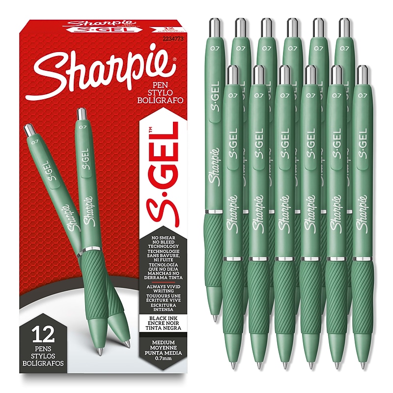 Sharpie S-Gel Retractable Gel Pen, Medium Point, 0.7mm, Black Ink, Dozen (2234773) image 1