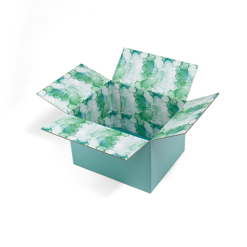 12" x 8" x 10" Shipping Boxes, 200# Mullen Rated, Double Wall, Decorative Watercolor, 2/Pack (2022027) image 1
