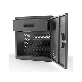 Luxor Lockable 30-Unit Modular Charging Cart, Black Steel (LLMC30SP)