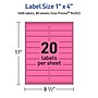 Avery Laser/Inkjet Rectangle Multipurpose Labels, 1" x 4", Bright Pink, 1600/Box (94202)~#|#~B706EFCF-4336-431F-A2A347FE70D2FB4F_sc7