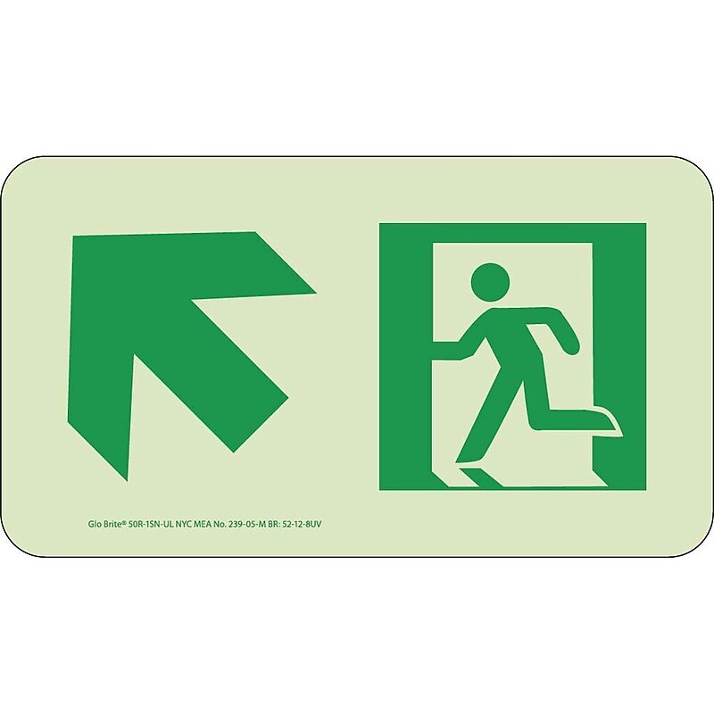 NYC Directional Signs; Up Left, 4.5X8, Rigid, 7550 Glo Brite, MEA Approved image 1