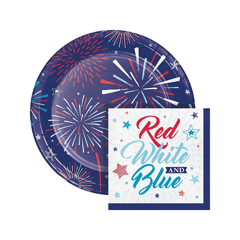 Creative Converting Patriotic Party Fourth of July Plates and Napkins Kit, Multicolor (DTC8655E2G) image 1