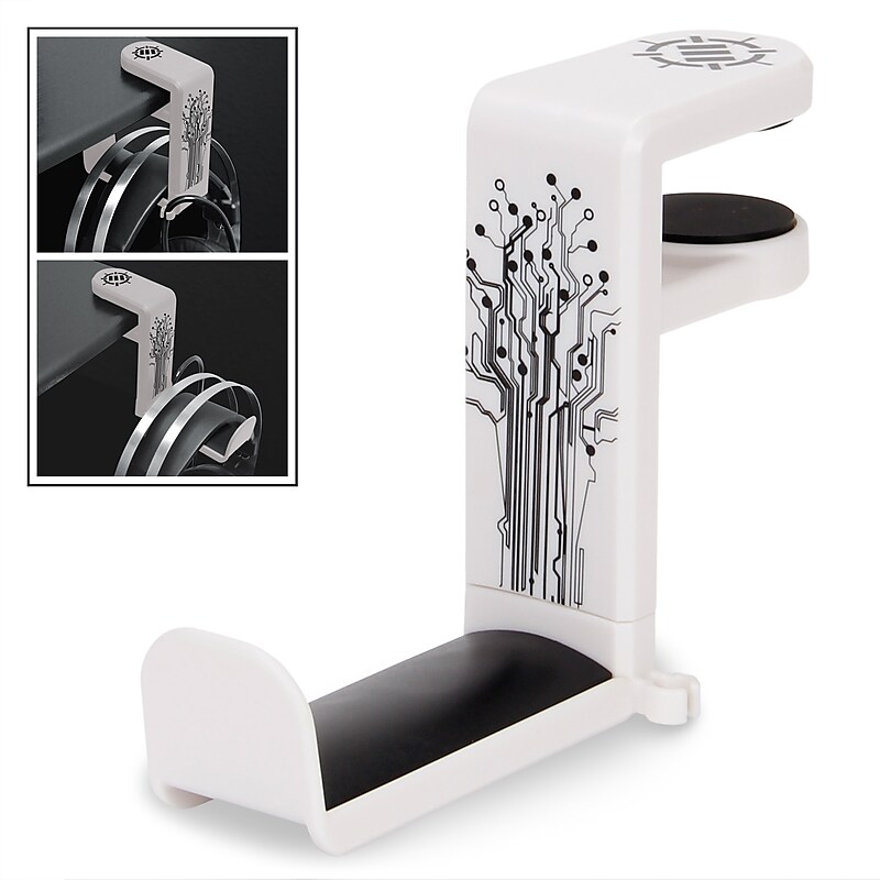 Enhance Gaming Clamp On Under Desk Headset Holder, White (ENUNHPM100WTWS) image 1