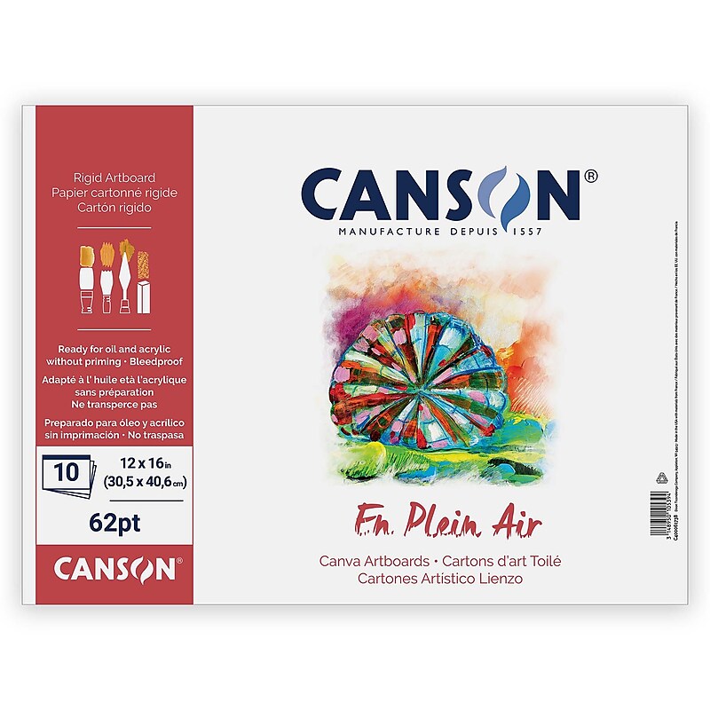 Canson Artist Series Canva Plein Air Primed White Paper Board Art Board, 0.72" x 16" (MCXC400061738) image 1