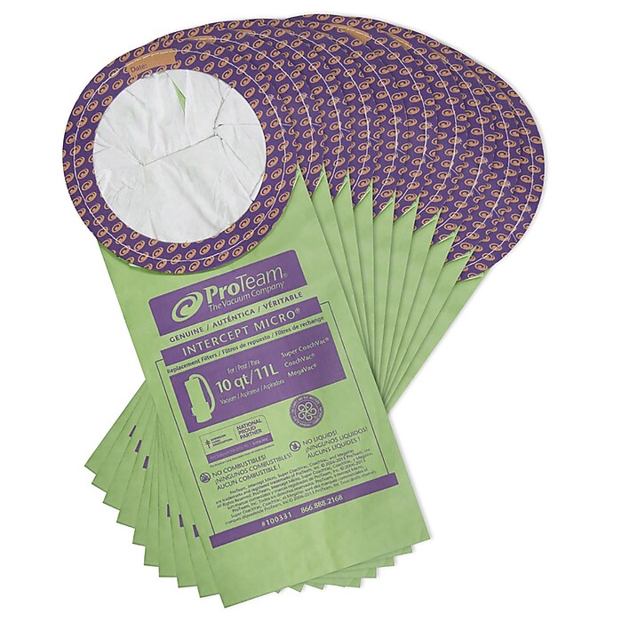 ProTeam Micro Filter Bags, Green/Purple, 10/Pack (100331) | Staples