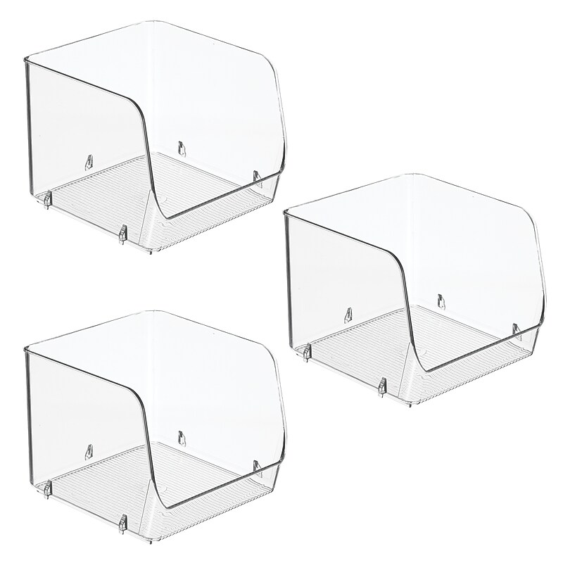 iDESIGN Small Stackable Plastic Storage Bin, Clear, 3/Pack (28036M3) image 1