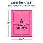 Avery Laser/Inkjet Rectangle Multipurpose Labels, 4" x 3", Bright Pink, 320/Box (94252)~#|#~B72AE29D-2FCE-4134-AE73719250B07A6D_sc7