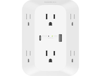 Belkin 6-Outlet USB-A and USB-C Ports Outlet Adapter, White (SRA008P6TT) Simolary simolary.com