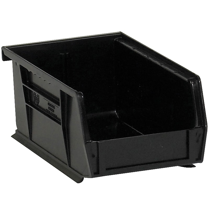 Quill Brand Small Stackable Plastic Storage Bin, 9.25" x 5"x 6", 18.2 Qt., Black, 12/Carton (BINP0965K) image 1